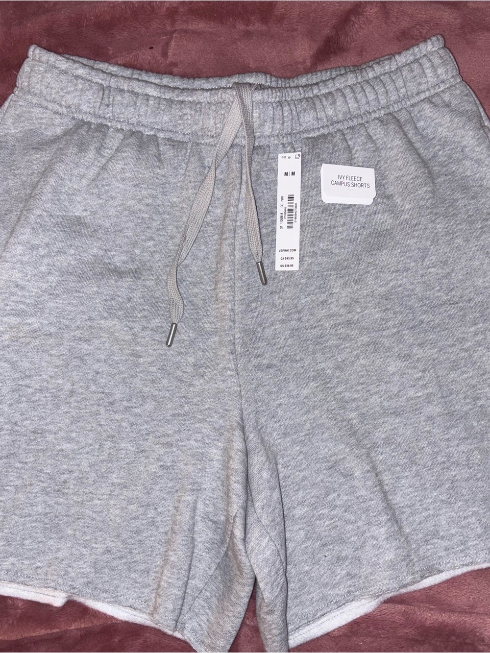NWT PINK Grey Fleece Campus Shorts